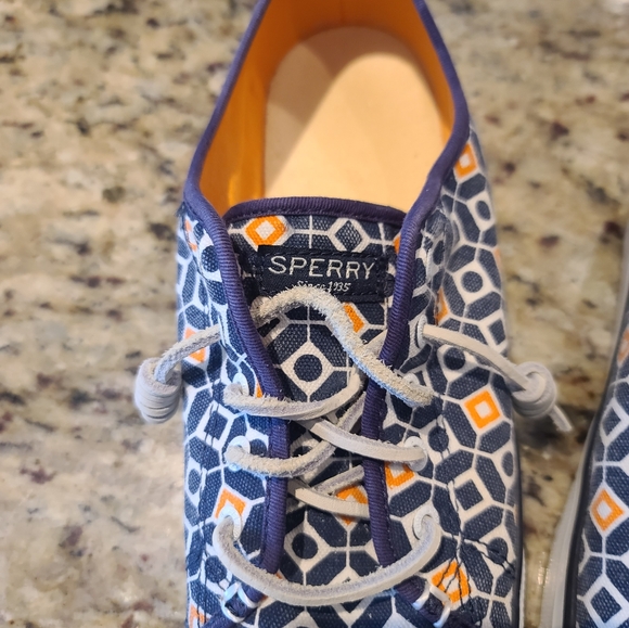 Sperry Blue and Orange Patterned Flats - Picture 4 of 5